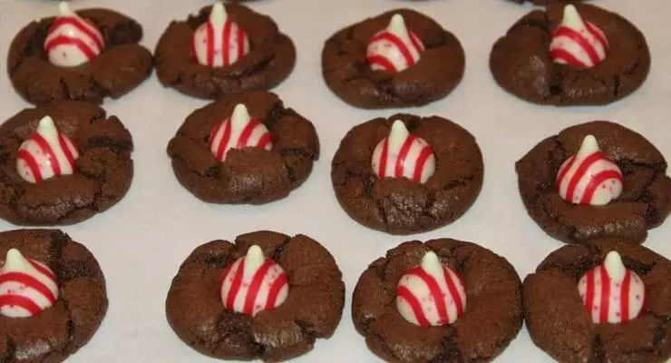 Chocolate Candy Cane Kiss Cookies