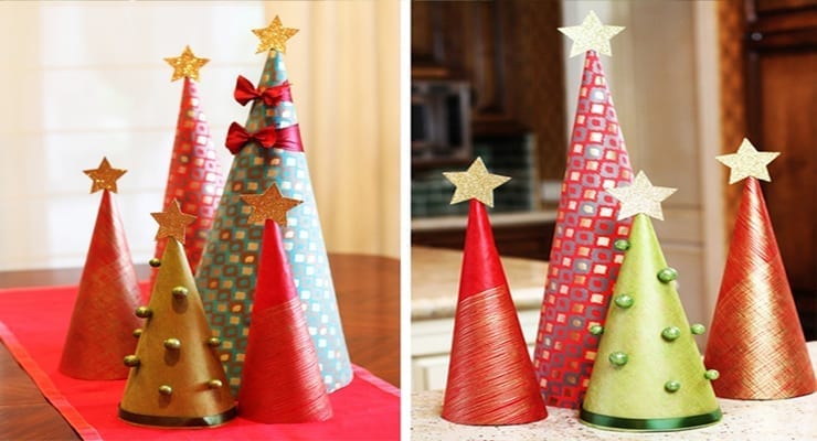 How to Make Wrapping Paper Christmas Tree Decorations