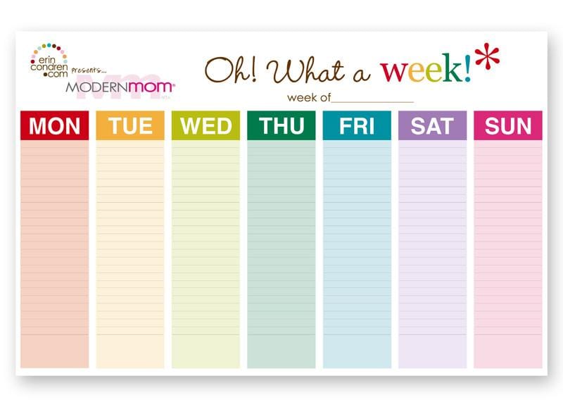 Modernmom Weekly Calendar