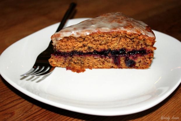 Blueberry Banana Coffee Cake with Lemon Glaze [Vegan]