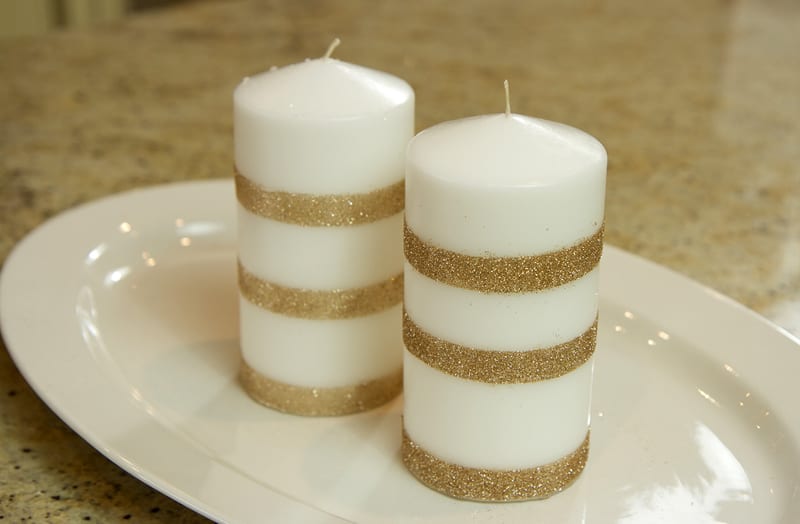 DIY Glitter Striped Candles