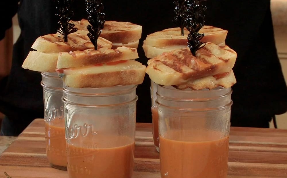 Gourmet Grilled Cheese with Tomato Soup Shots