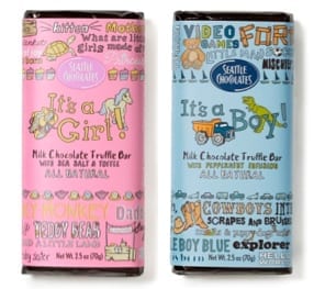 Seattle Chocolate Baby Announcement Truffle Bars