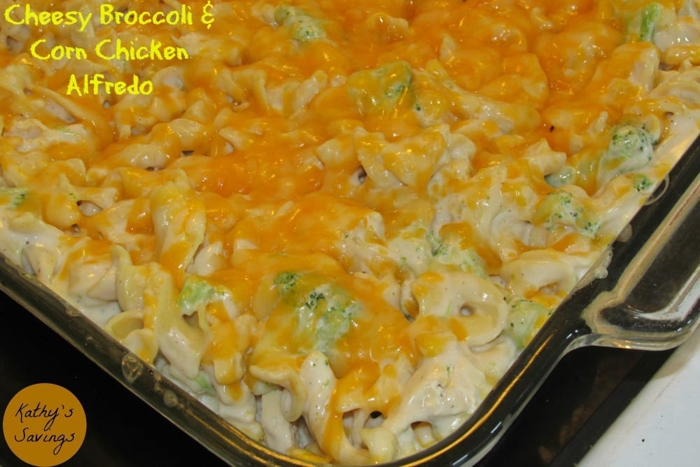 Cheesy Broccoli and Corn Chicken Alfredo