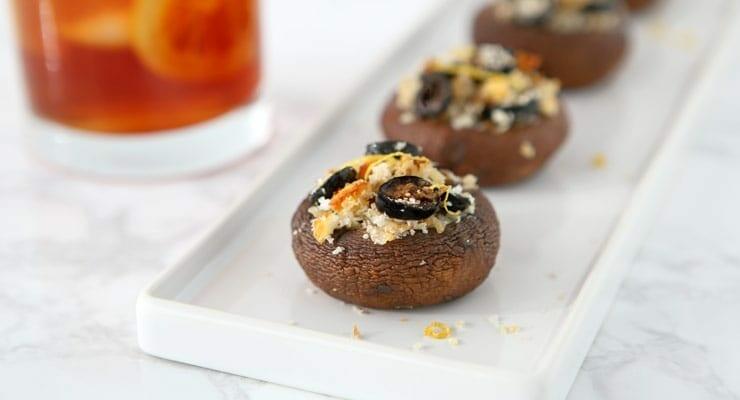 Stuffed Portabella Mushrooms with California Ripe Olives and Feta Cheese