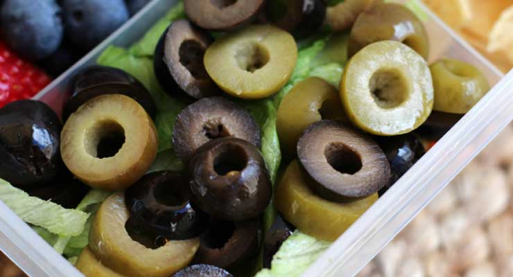 Layered Taco Dip with California Green and Black Ripe Olives