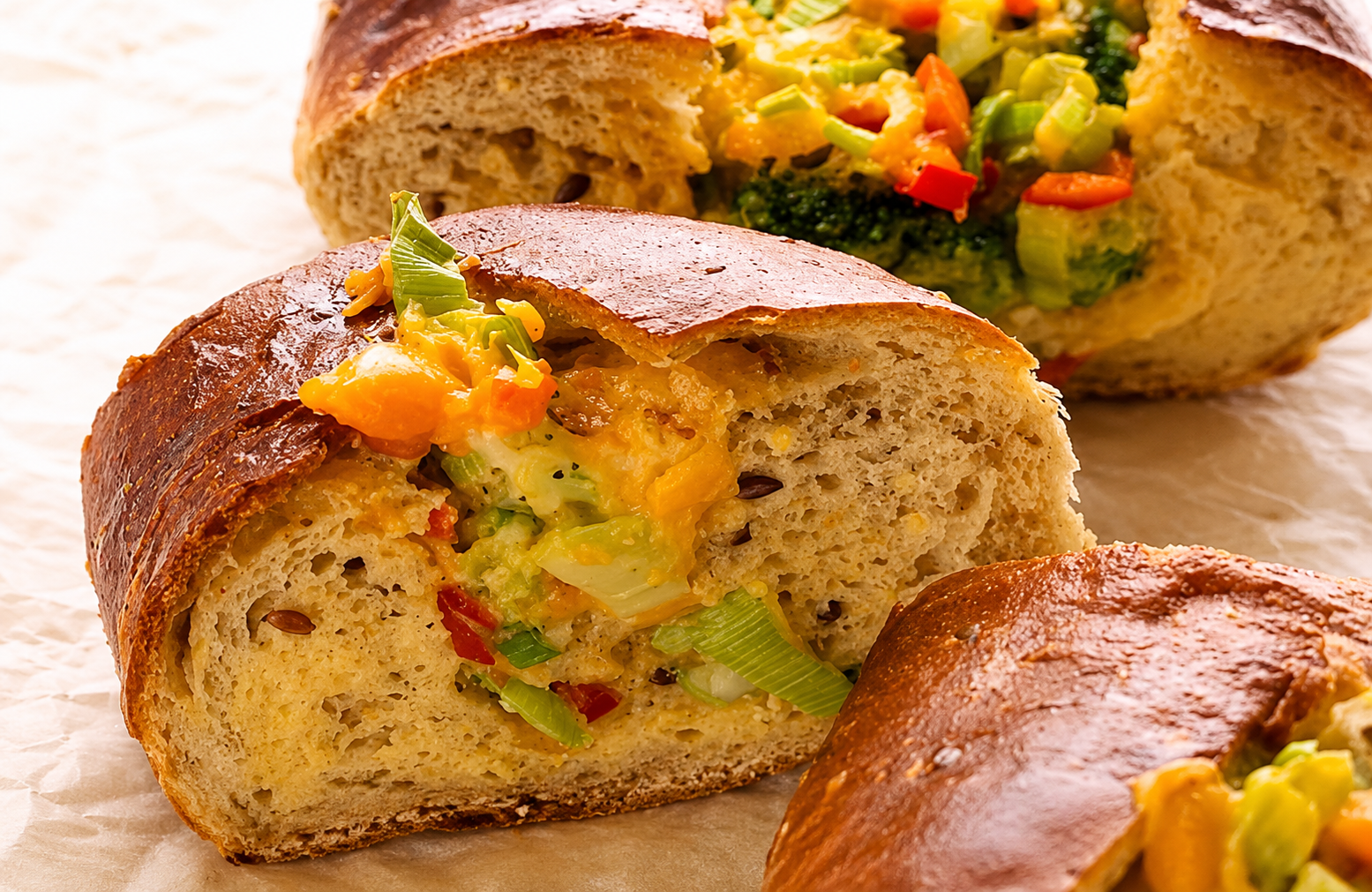 Veggie and Egg Stuffed Bread