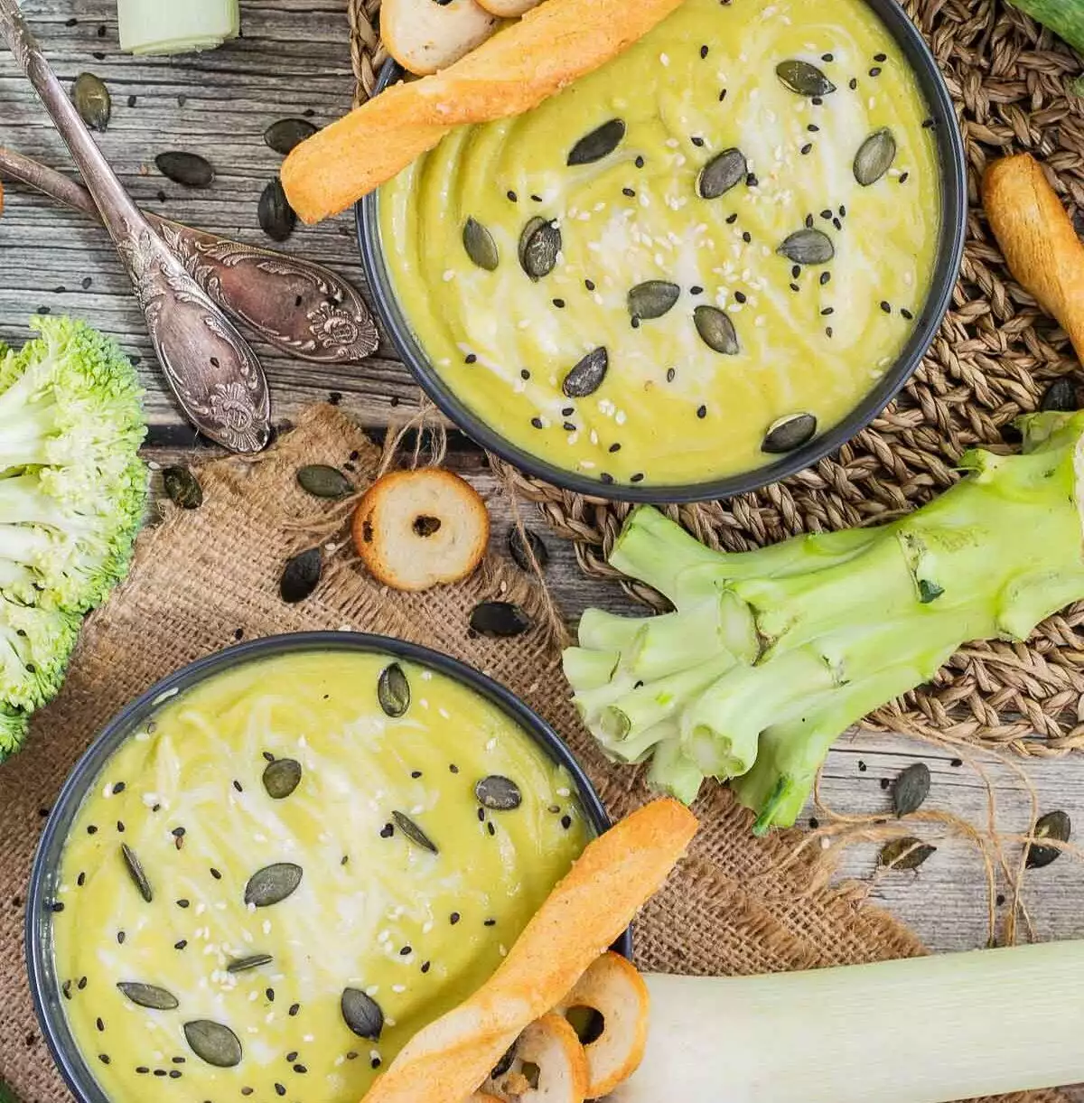 Broccoli Stem and Leek Greens Soup