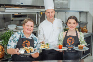 Master Chef Junior stars Bryson McGlynn and Ivy Childs with Dreams Natura chef