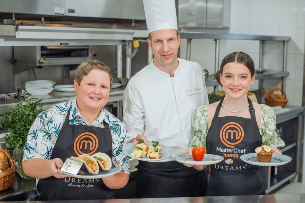 Master Chef Junior stars Bryson McGlynn and Ivy Childs with Dreams Natura chef