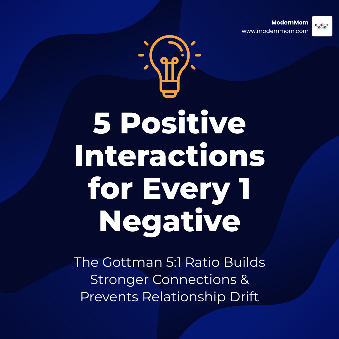 Infographic showing the 5:1 ratio of positive to negative interactions - how to reconnect in a relationship infographic Infographic showing the 5:1 ratio of positive to negative interactions - how to reconnect in a relationship infographic