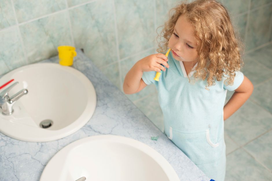 Montessori-style toddler bathroom setup