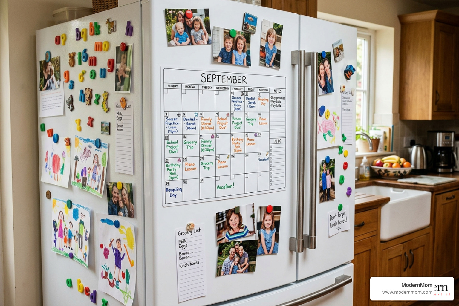 family calendar on a fridge family calendar on a fridge