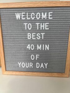 Sign inside a sauna studio